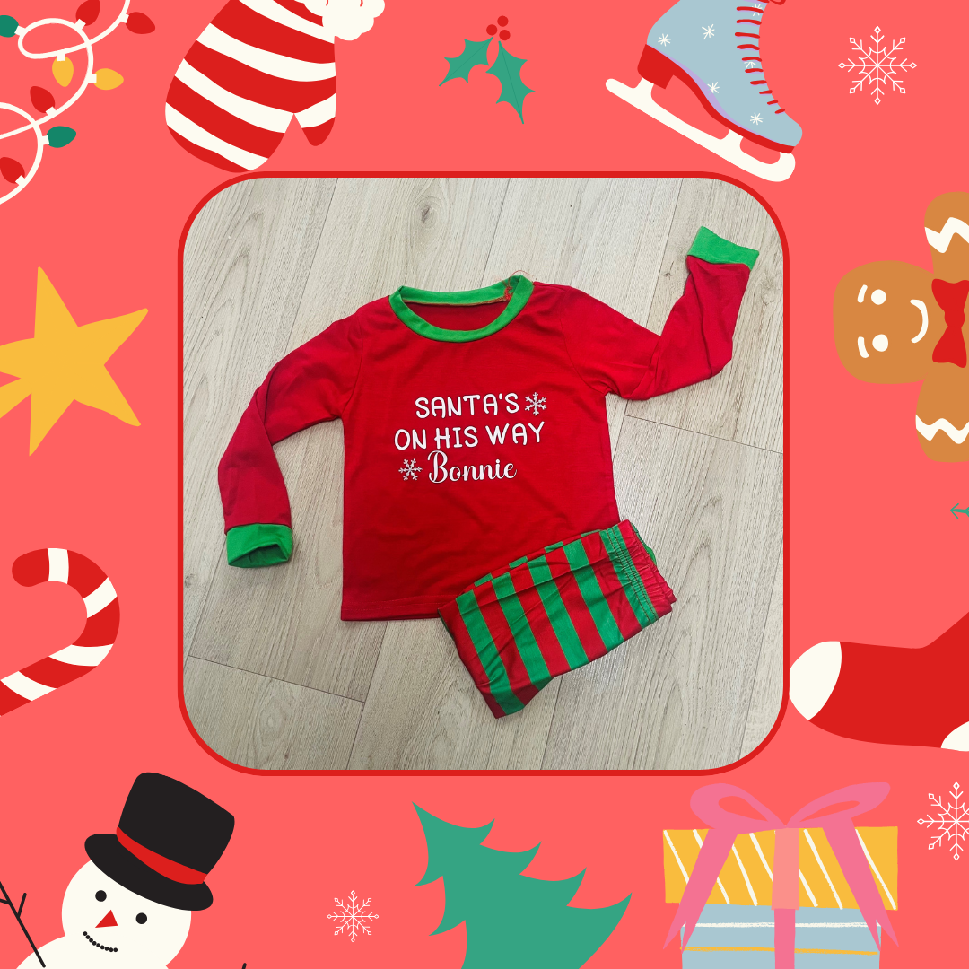 Red and Green stripe Christmas PJs