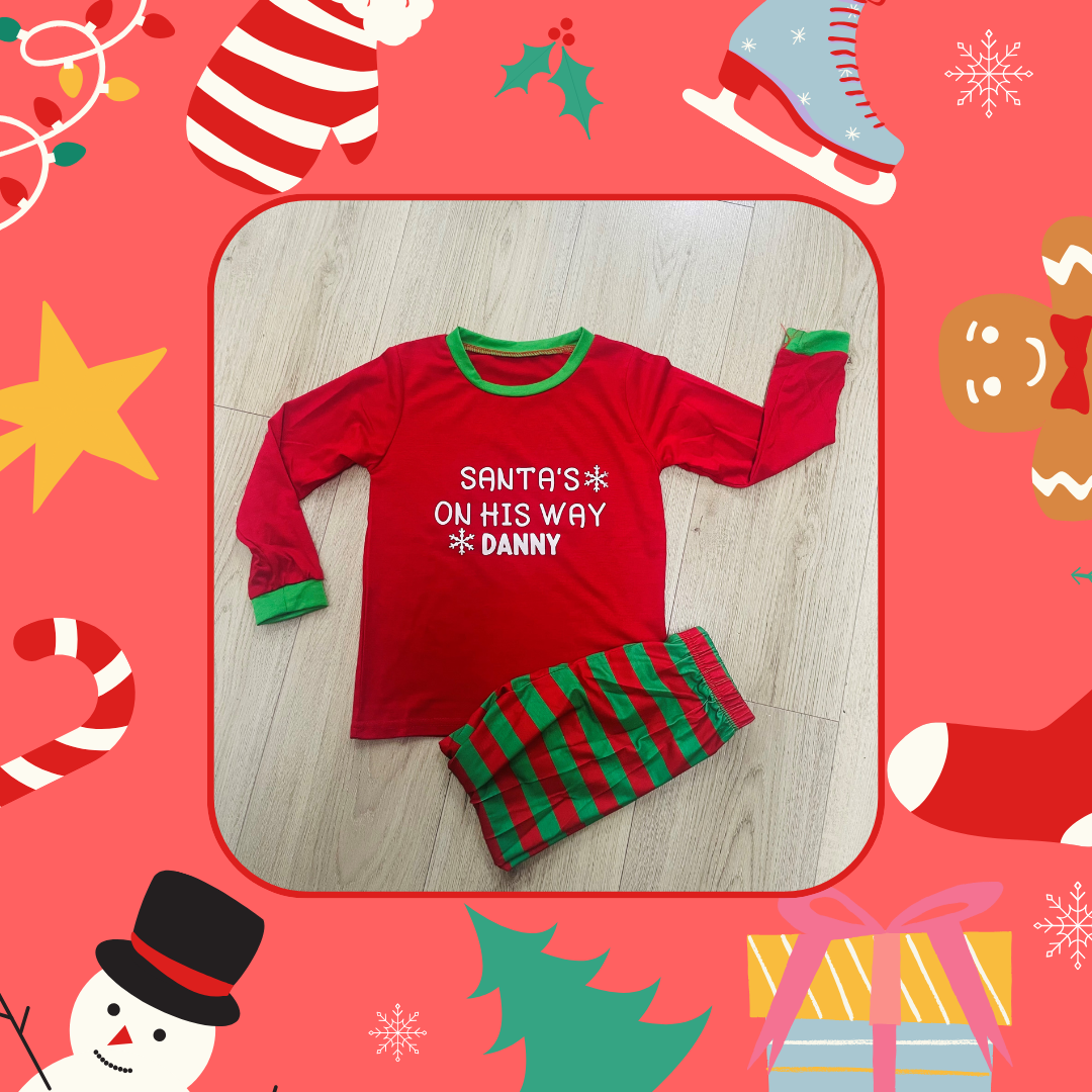 Red and Green stripe Christmas PJs