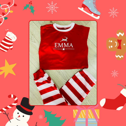 Red and White Stripe Christmas PJs