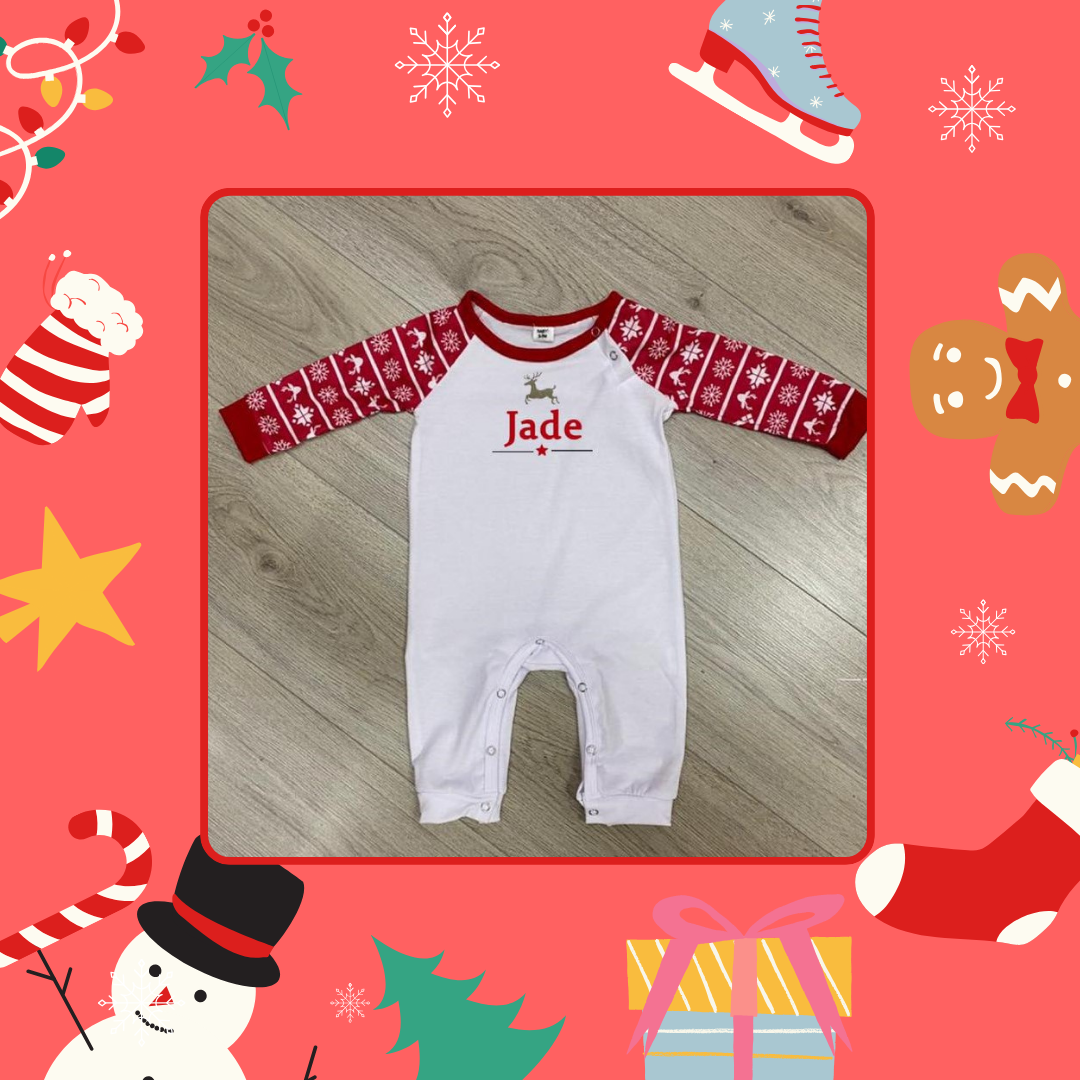 Red and White Christmas Baby Grow