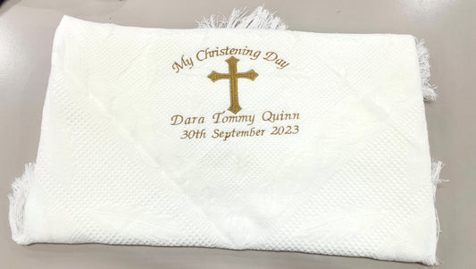 PERSONALISED KNITTED CHRISTENING DAY SHAWL