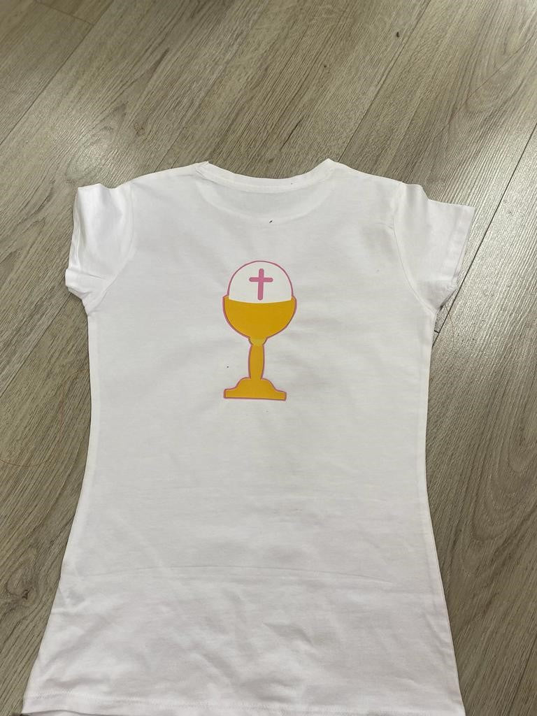 GIRLS HOLY COMMUNION DAY GOLD TEE