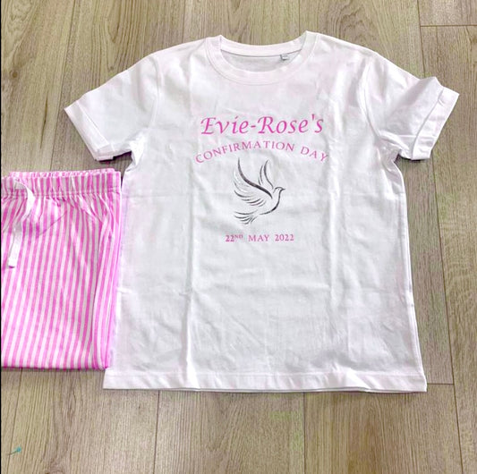 Striped Girls Silver Dove Confirmation PJs
